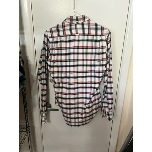 Thom Browne Plaid Print Long Sleeve Button Down Shirt Womens Size XS - Picture 2 of 9